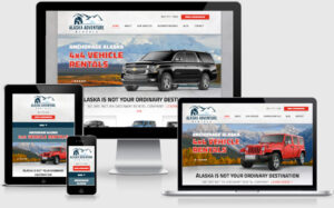 Alaska adventure rentals website on different devices
