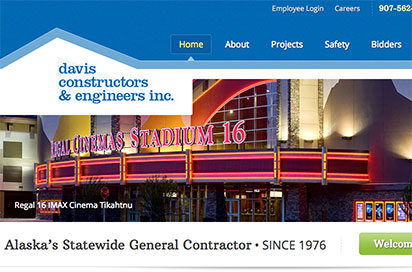 Image of davis constructors website