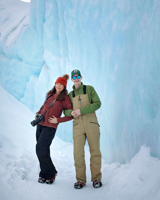 Monica and Jacob Whitt at a glacier