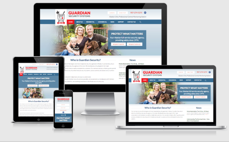 Guardian security systems’ new responsive website design