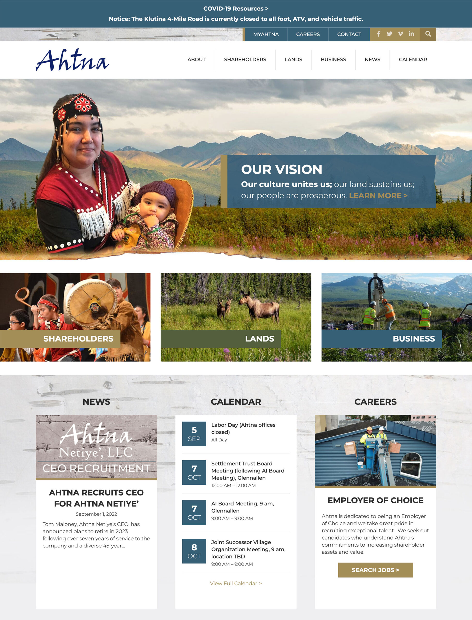 Ahtna Homepage Screenshot