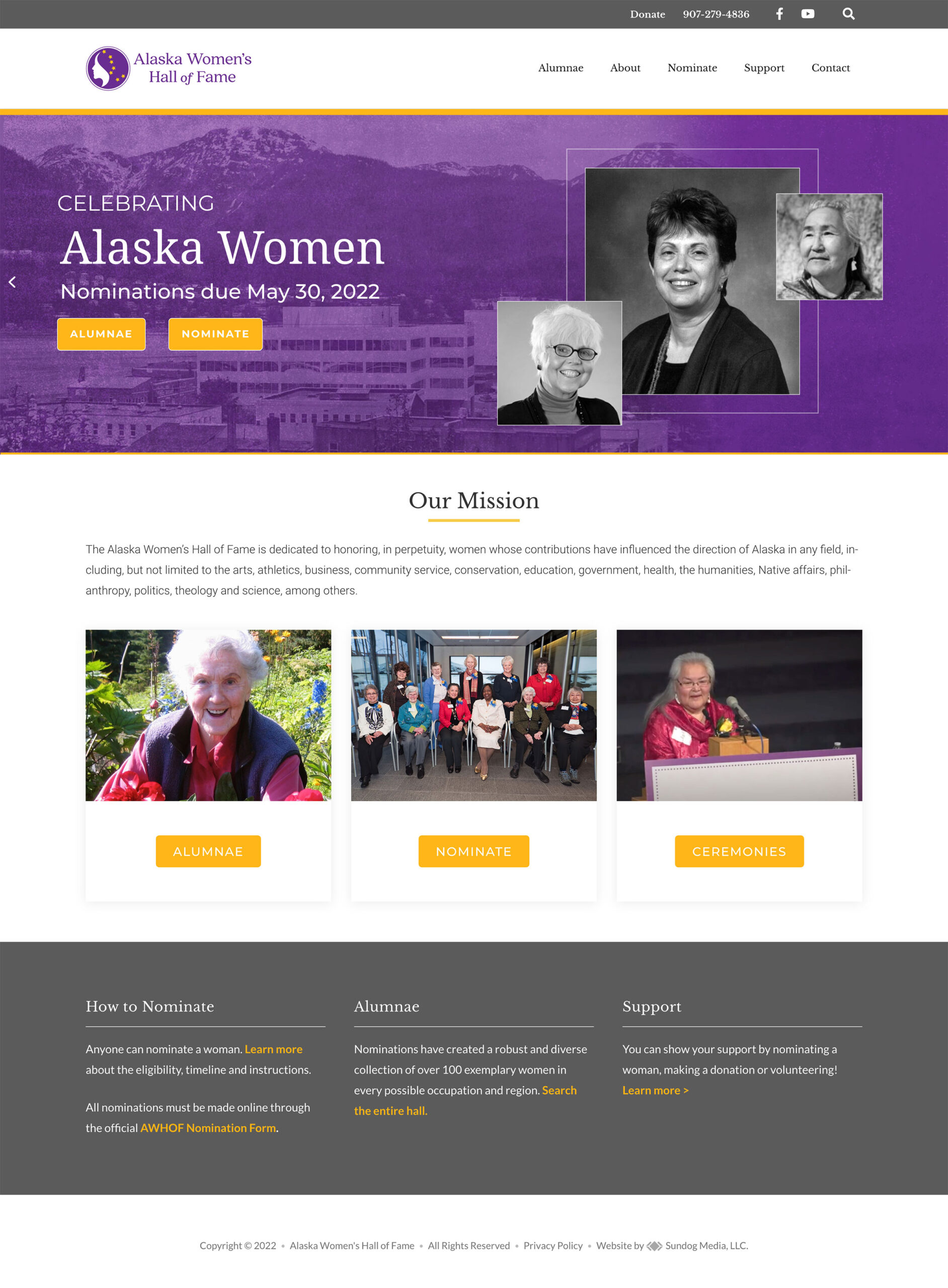alaska-womens Hall of Fame Homepage Screenshot