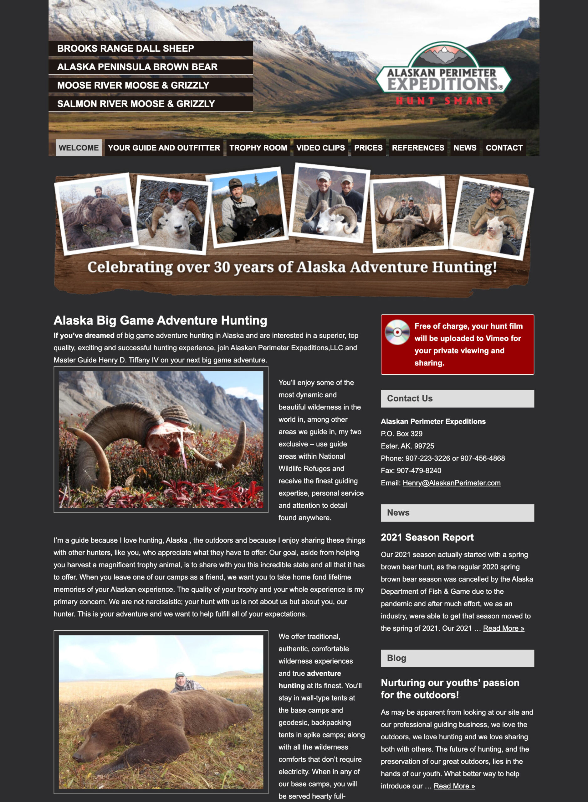 Alaska Perimeter Expeditions Homepage Screenshot