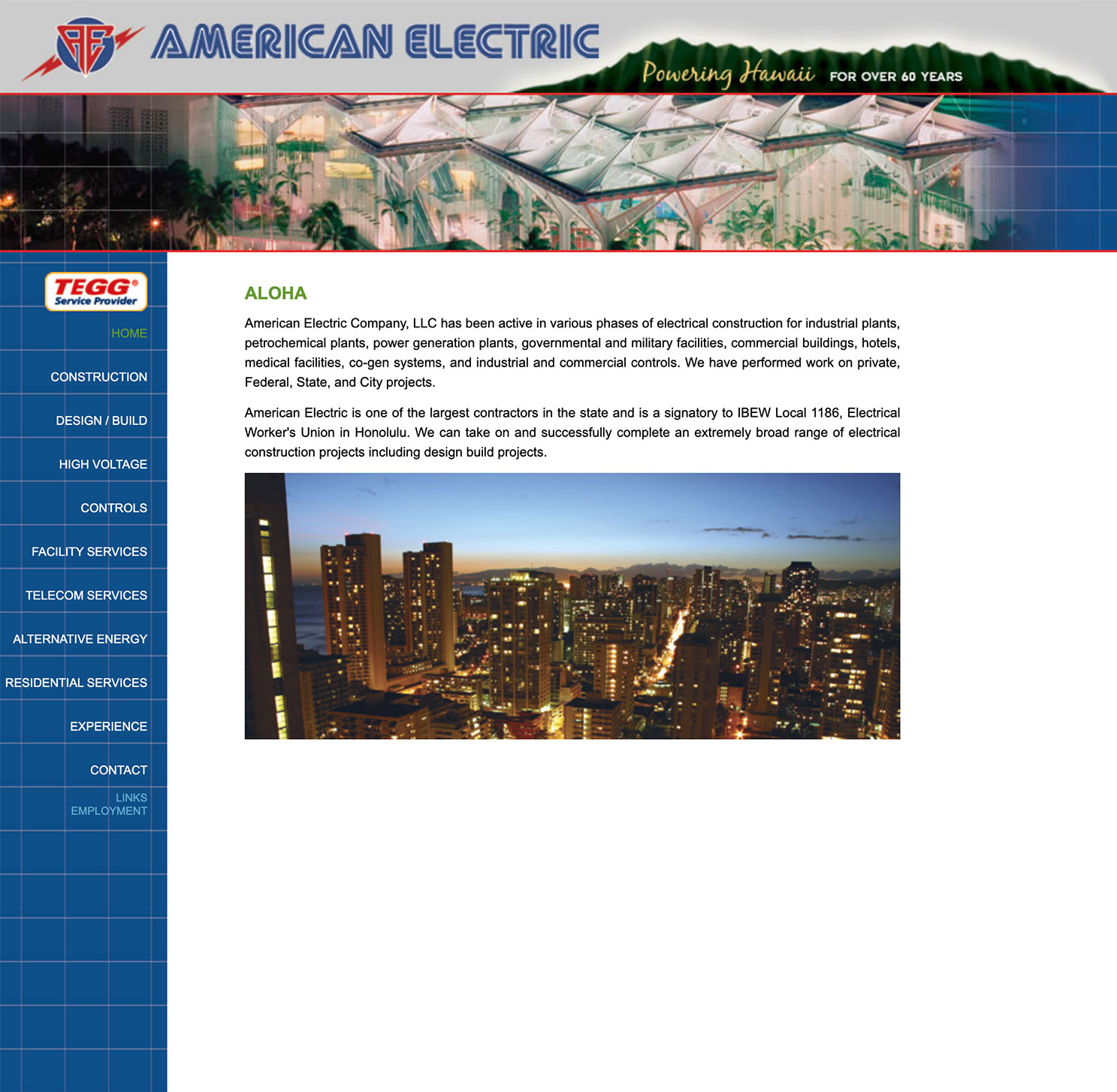American Electric Homepage Screenshot