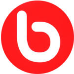 White b on red background