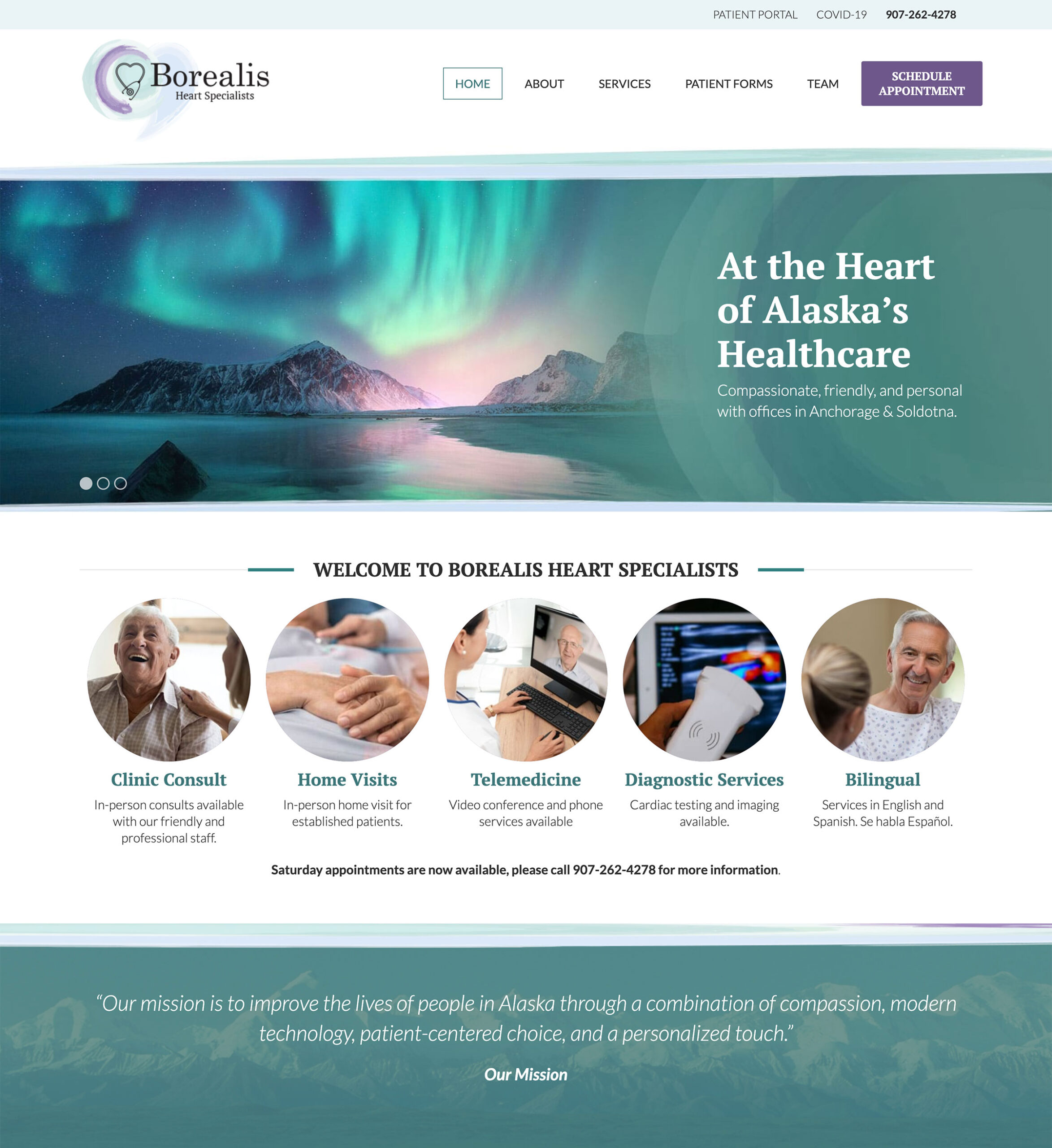 Borealis Heart Specialists Homepage Screenshot