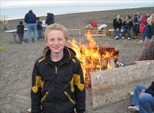 Caleb enjoying the bonfire