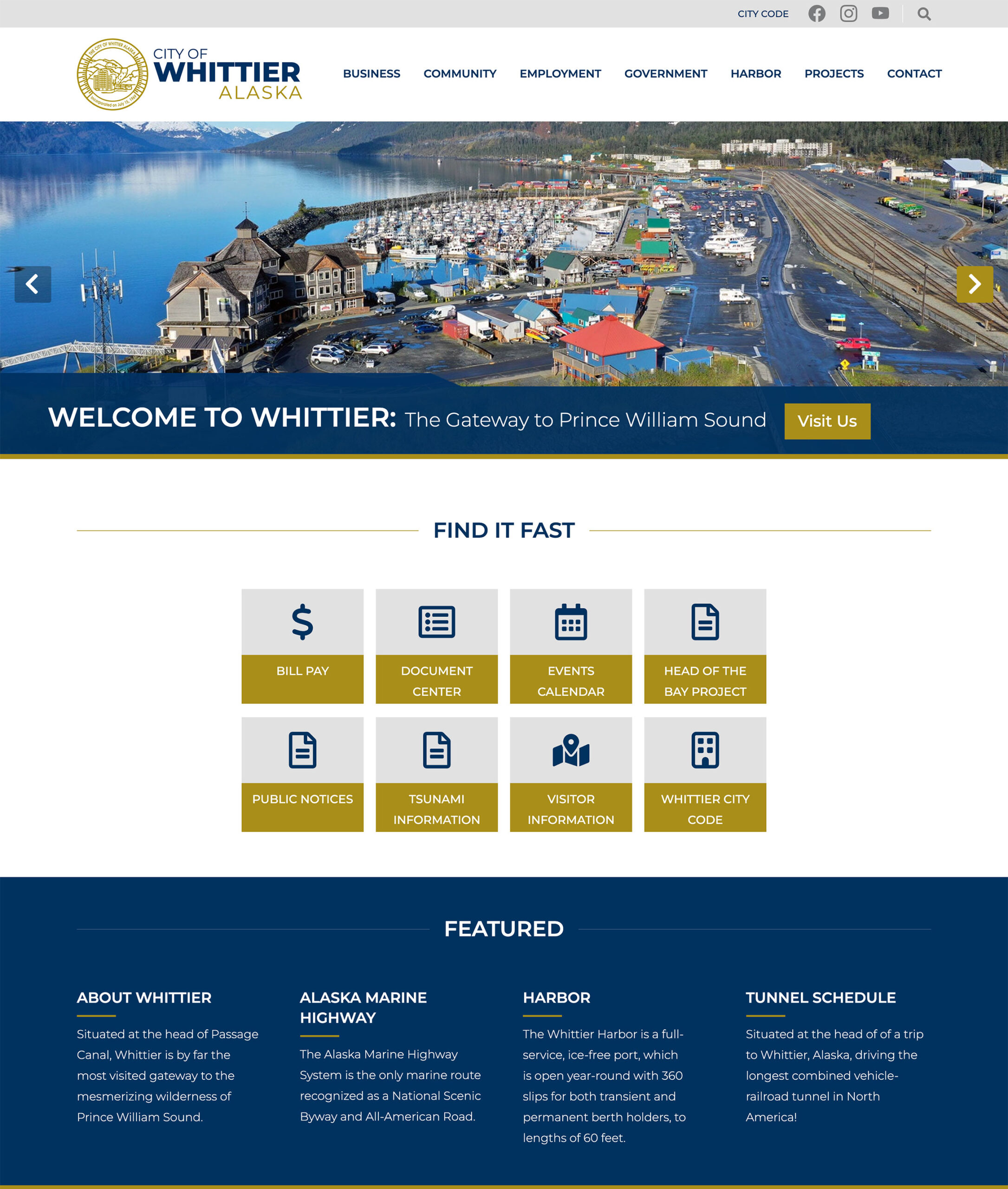 City of Whittier Homepage Screenshot