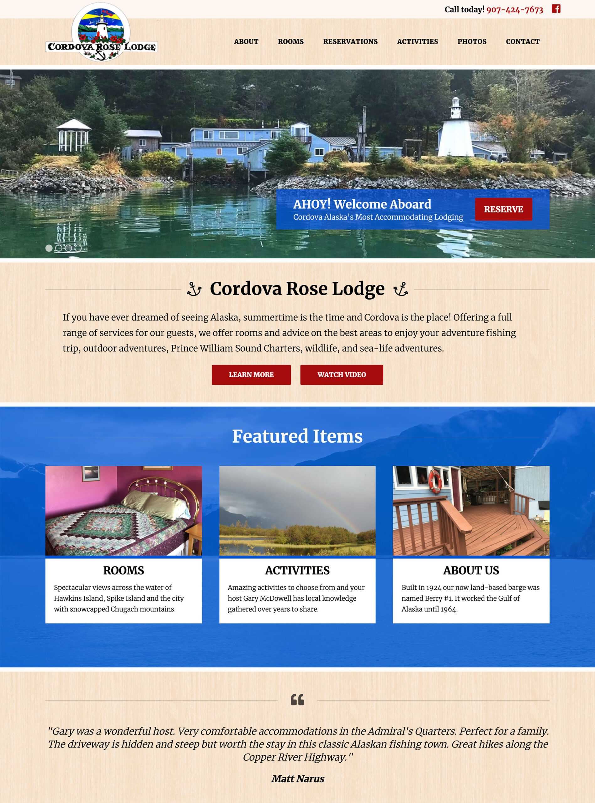 Cordova Rose Lodge Homepage Screenshot