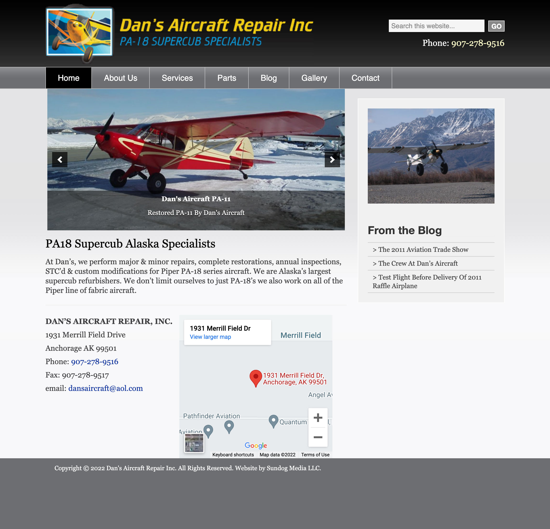 Dan's Aircraft Repair Homepage Screenshot