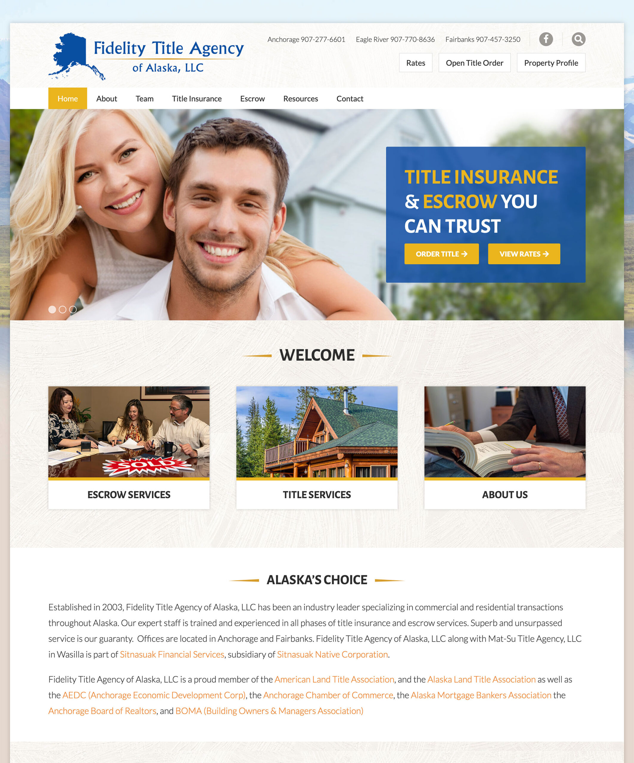 Fidelity Title Agency Homepage Screenshot