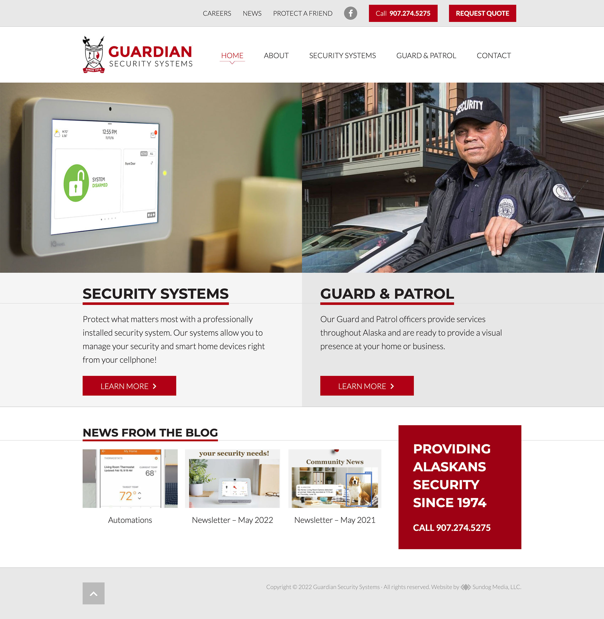 Guardian Security Systems Homepage Screenshot