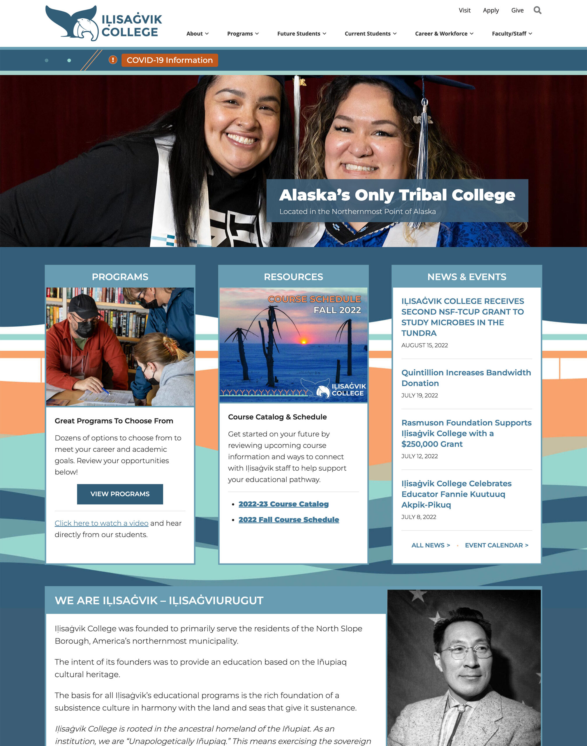 Ilisagvik College Homepage Screenshot