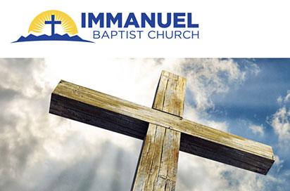 Immanuel baptist church logo, cross with clouds in background