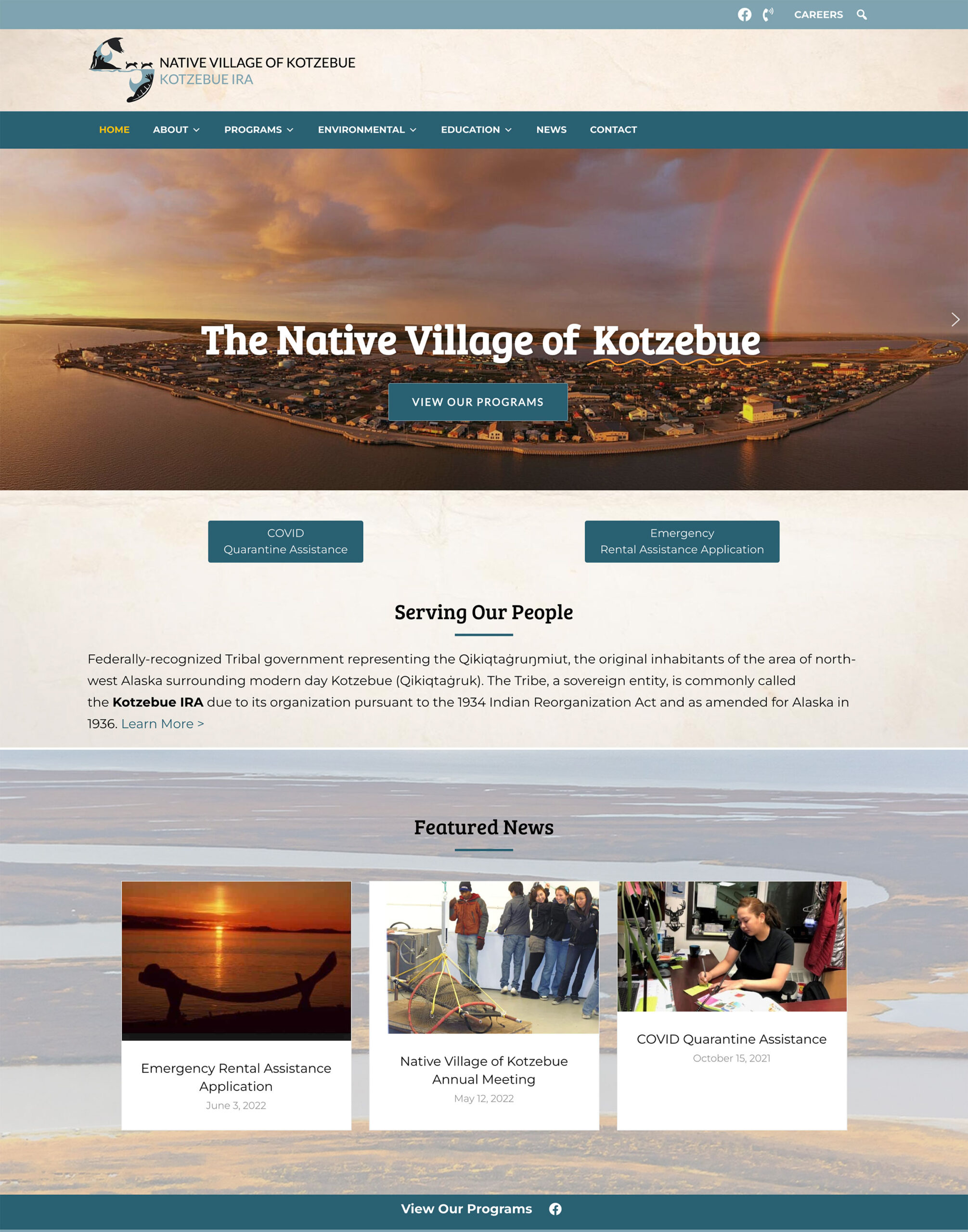 Native Village of Kotzebue Homepage Screenshot