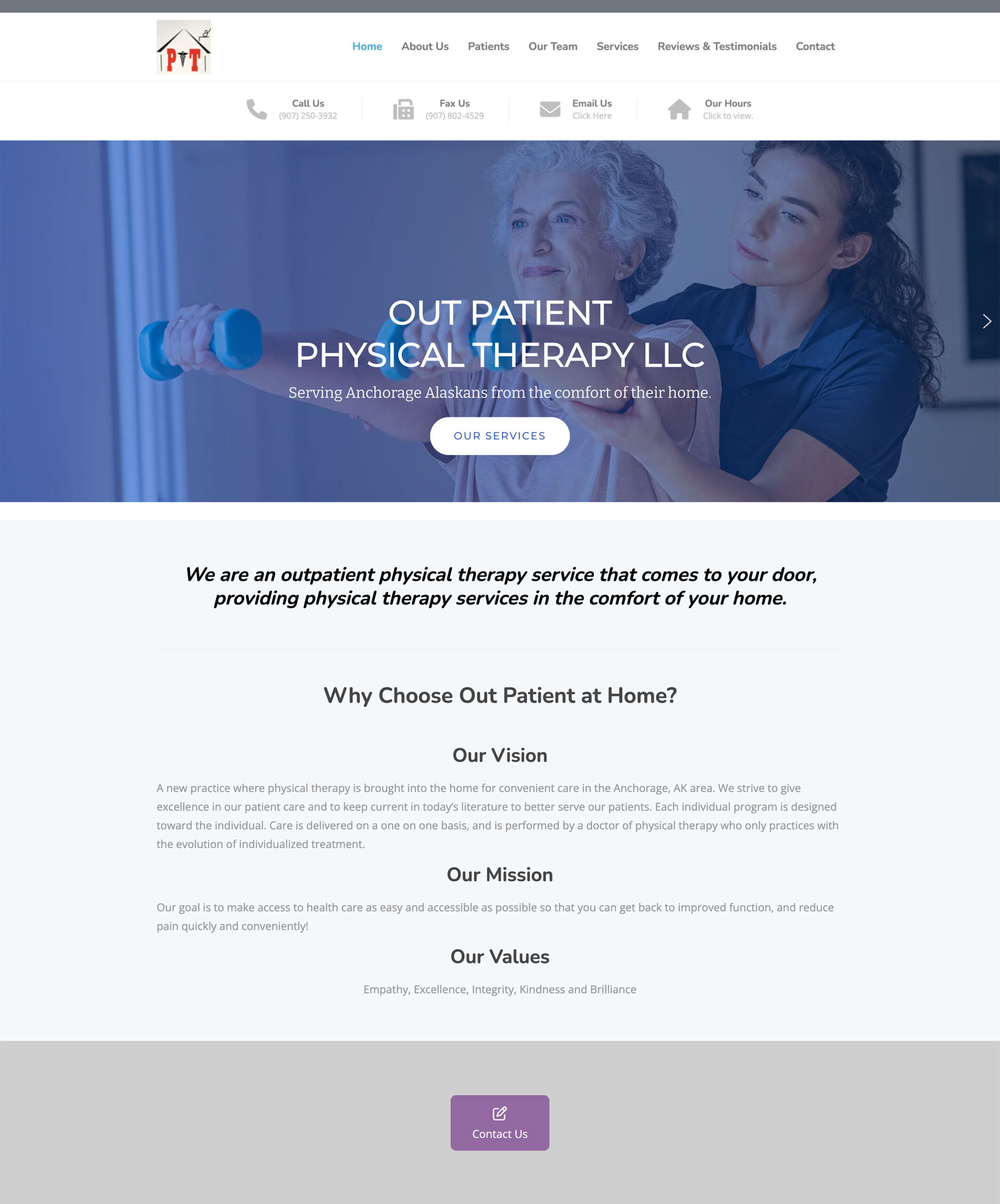 outpatient physical therapy Homepage Screenshot
