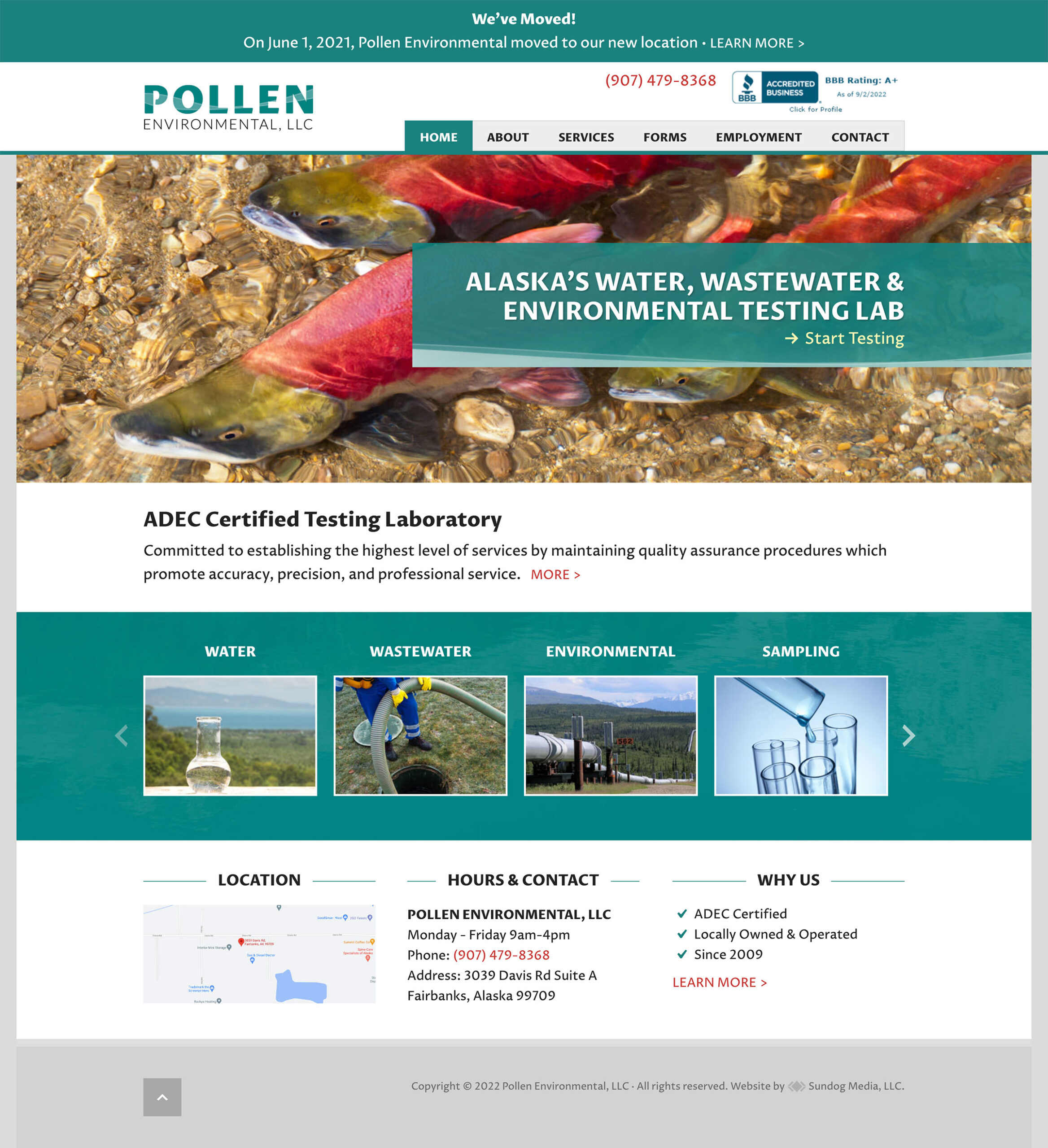 Pollen Environmental LLC Homepage Screenshot