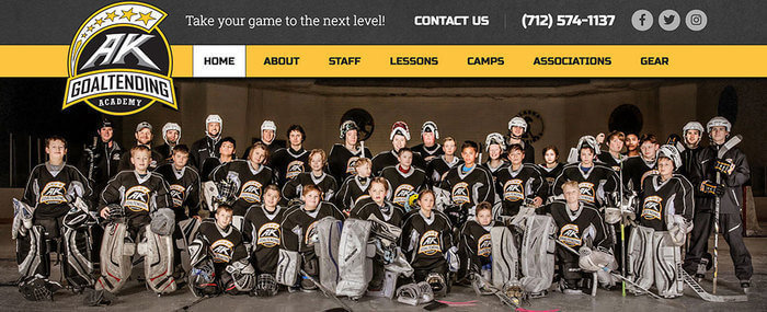 Alaska goaltending academy website screenshot