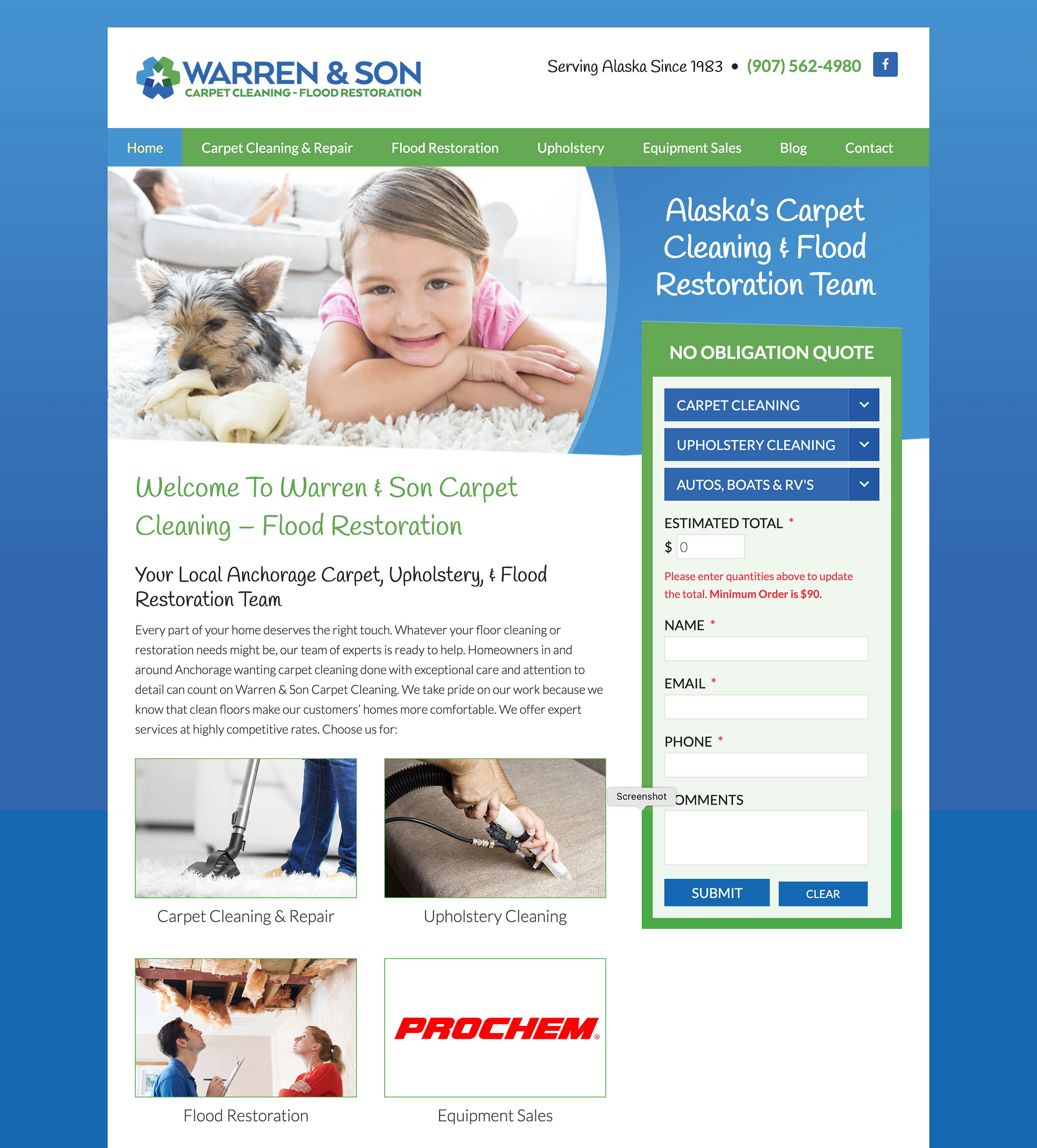 warrenandsoncarpetcleaning Homepage Screenshot